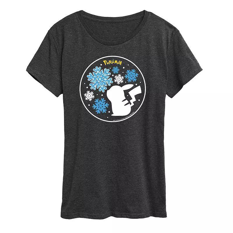 Womens Pokemon Snowflake Pikachu Tee Heather Grey Product Image