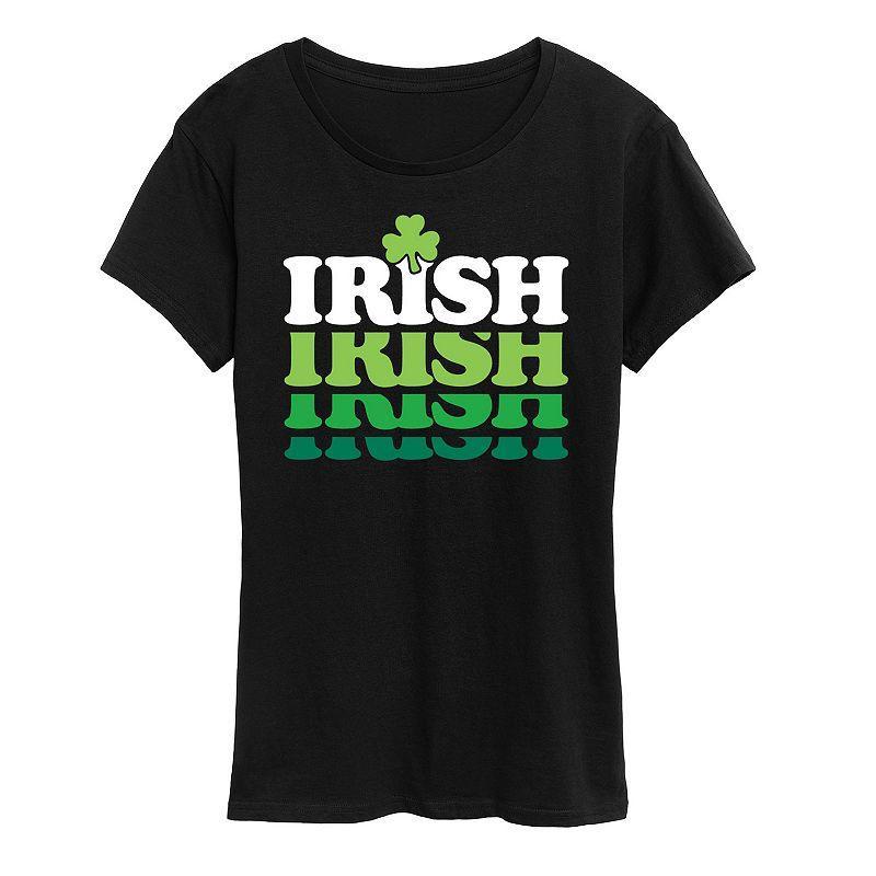 Womens Irish Retro Repeat Graphic Tee Black Product Image