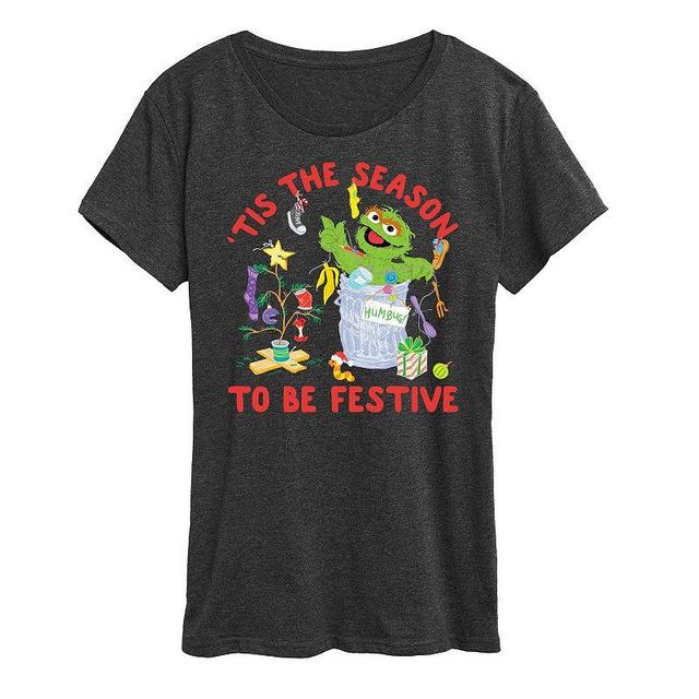 Womens Sesame Street Tis The Season Graphic Tee, Girls Heather Grey Product Image