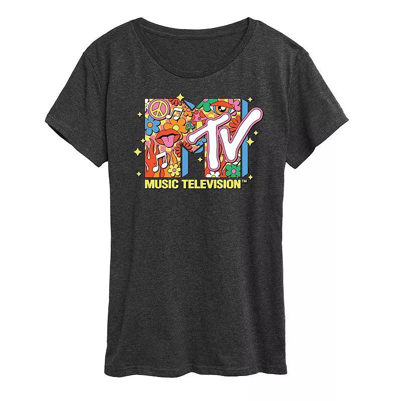 Womens MTV Logo Retro Collage Graphic Tee Blue Product Image