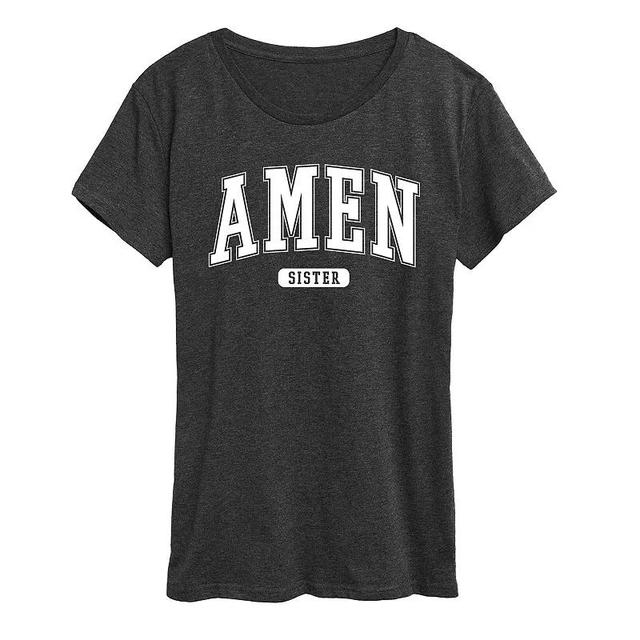 Womens Collegiate Amen Graphic Tee Grey Dark Red Product Image