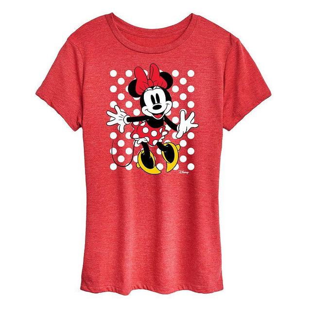 Disneys Minnie Mouse With Dots Graphic Tee, Womens Grey Gray Product Image