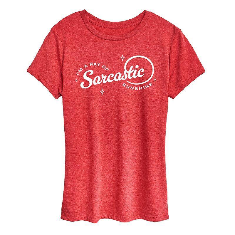 Womens Ray of Sarcastic Sunshine Graphic Tee Grey Red Product Image