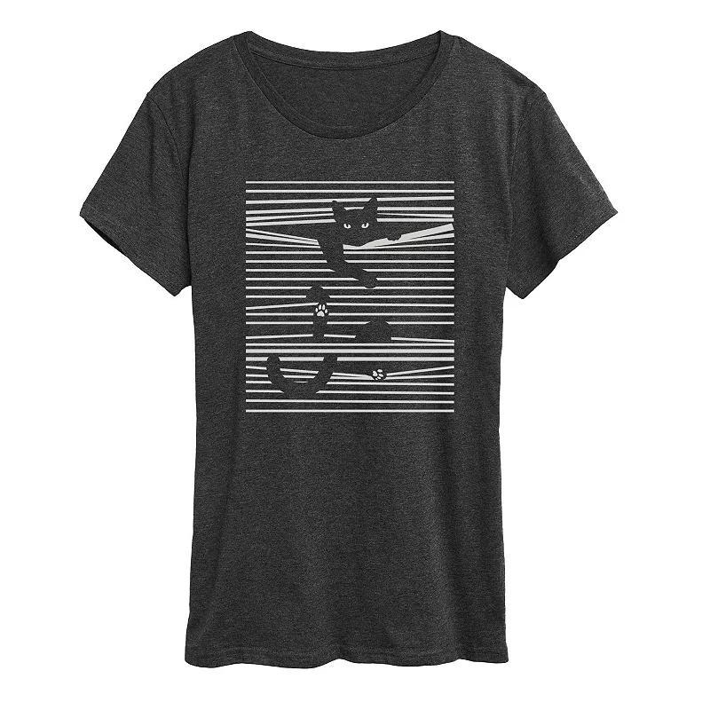 Womens Cat in Blinds Graphic Tee Heather Grey Product Image