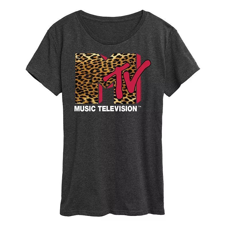 Womens MTV Leopard Logo Graphic Tee, Girls Product Image