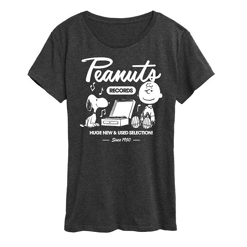 Womens Peanuts Snoopy & Charlie Brown Records Graphic Tee Blue Product Image