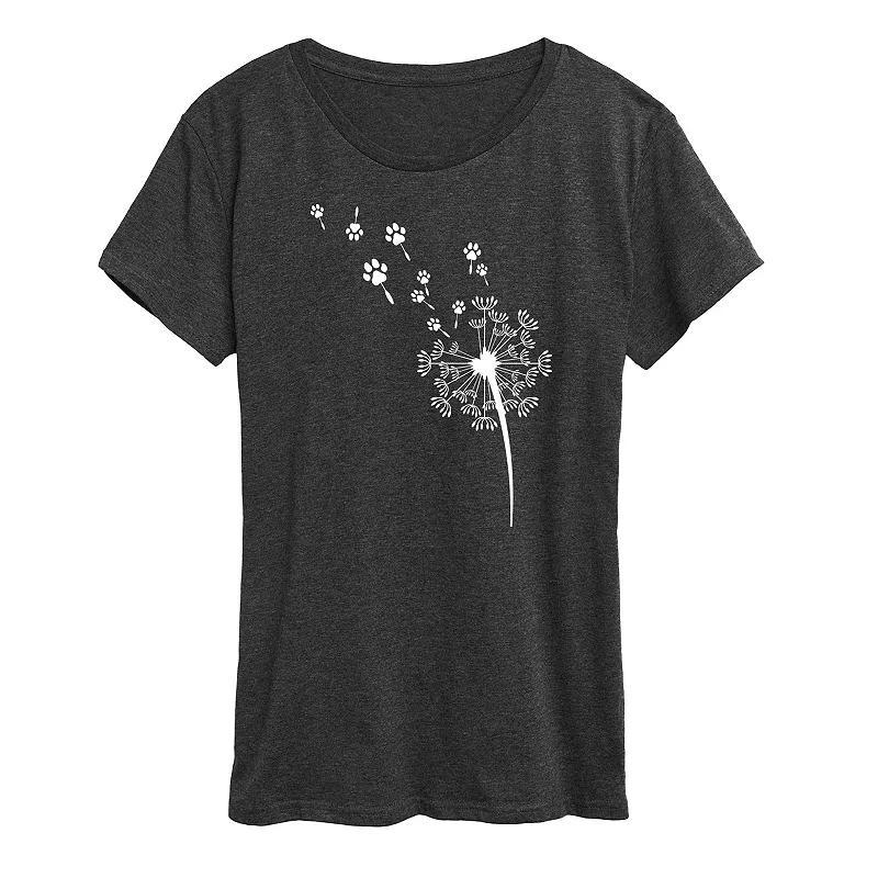 Womens Pawprint Dandelion Graphic Tee Grey Blue Product Image