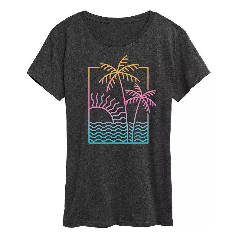 Womens Line Drawing Sunset Graphic Tee Product Image