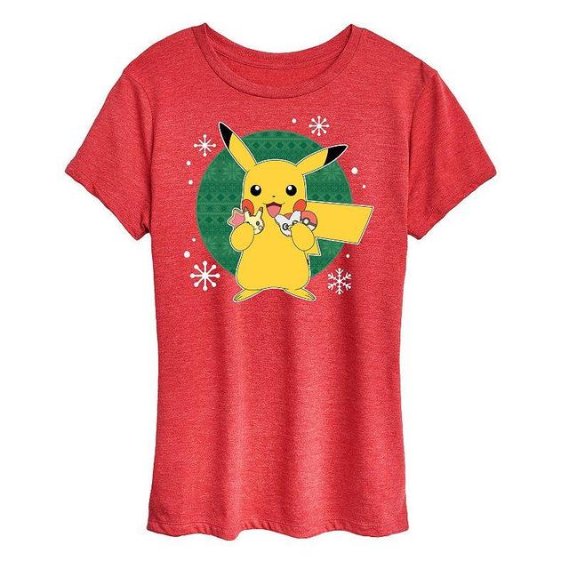 Womens Pokemon Official Cookie Taster Tee, Girls Grey Red Product Image