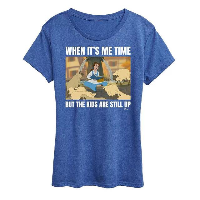 Disney Princess Belle Womens Me Time Meme Graphic Tee Grey Royal Blue Product Image