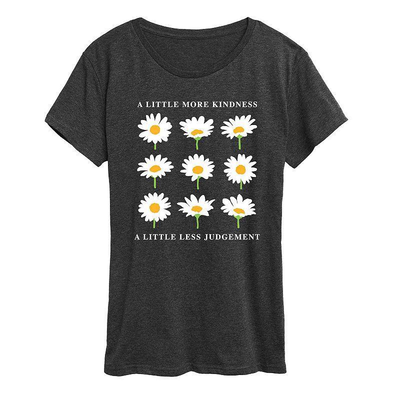 Instant Message Womens Womens Tee Shirts HEATHER - Heather Charcoal A Little More Kindness Daisies Relaxed-Fit Tee - Women & Plus Product Image