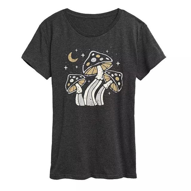 Womens Moonlit Mushrooms Graphic Tee, Girls Heather Grey Product Image