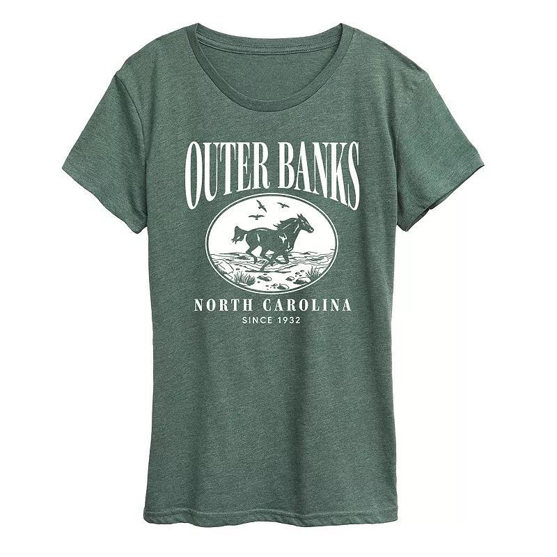 Womens Outer Banks Running Horse Graphic Tee Heather Grey Product Image