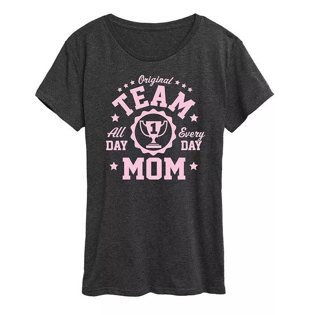 Womens Original Team Mom Graphic Tee Heather Grey Product Image