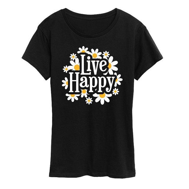 Womens Live Happy Daisies Graphic Tee Product Image