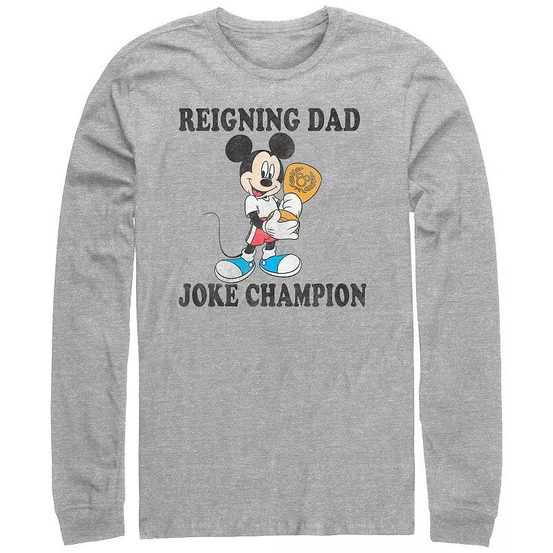 Disneys Mickey Mouse Reigning Dad Joke Champion Mens Graphic Tee Athletic Grey Product Image