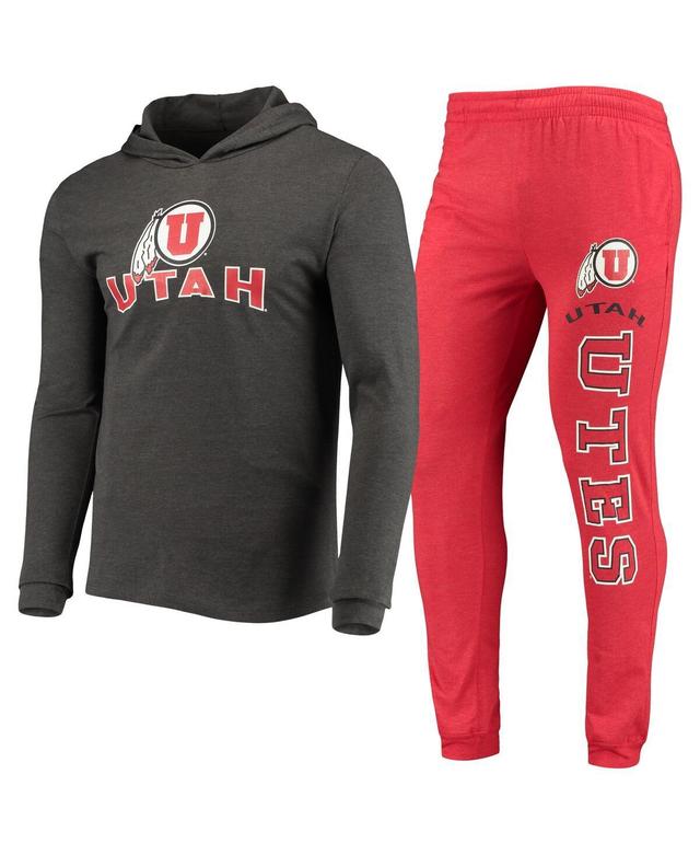 Mens Concepts Sport Red Utah Utes Meter Long Sleeve Hoodie T-shirt and Jogger Pants Sleep Set - Red Product Image