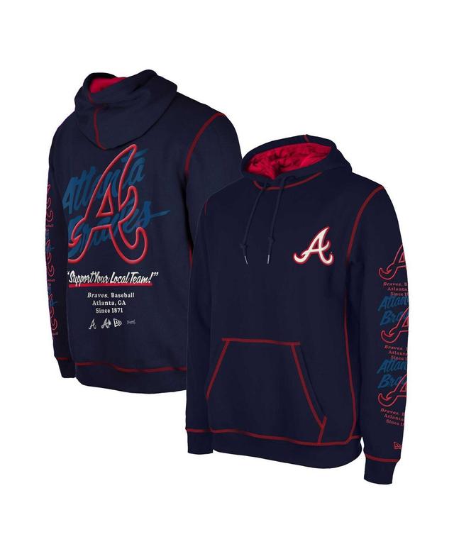 Mens New Era Navy Atlanta Braves Team Split Pullover Hoodie Product Image