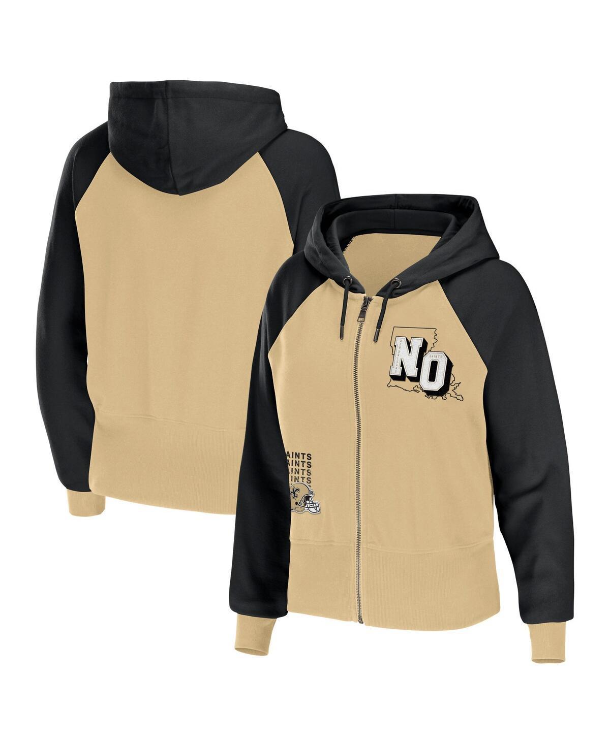 Womens WEAR by Erin Andrews Gold New Orleans Saints Colorblock Full-Zip Hoodie Product Image