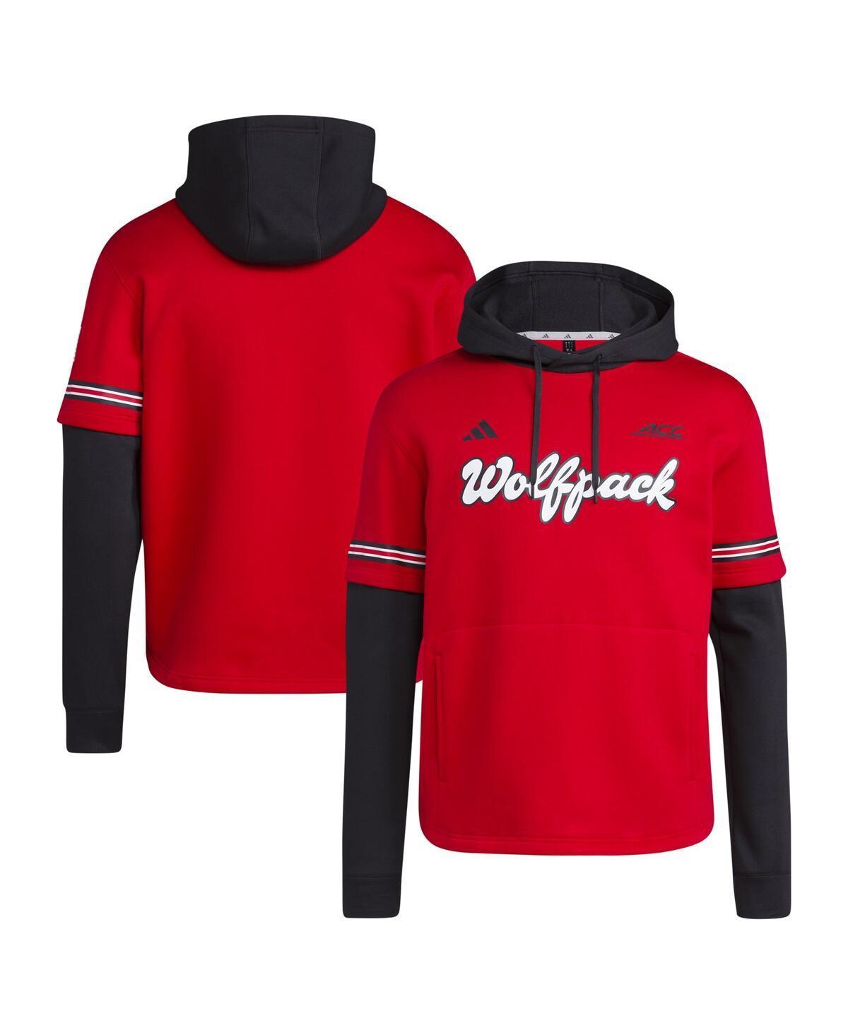 Adidas Mens Red Nc State Wolfpack Pullover Baseball Jersey Hoodie Product Image