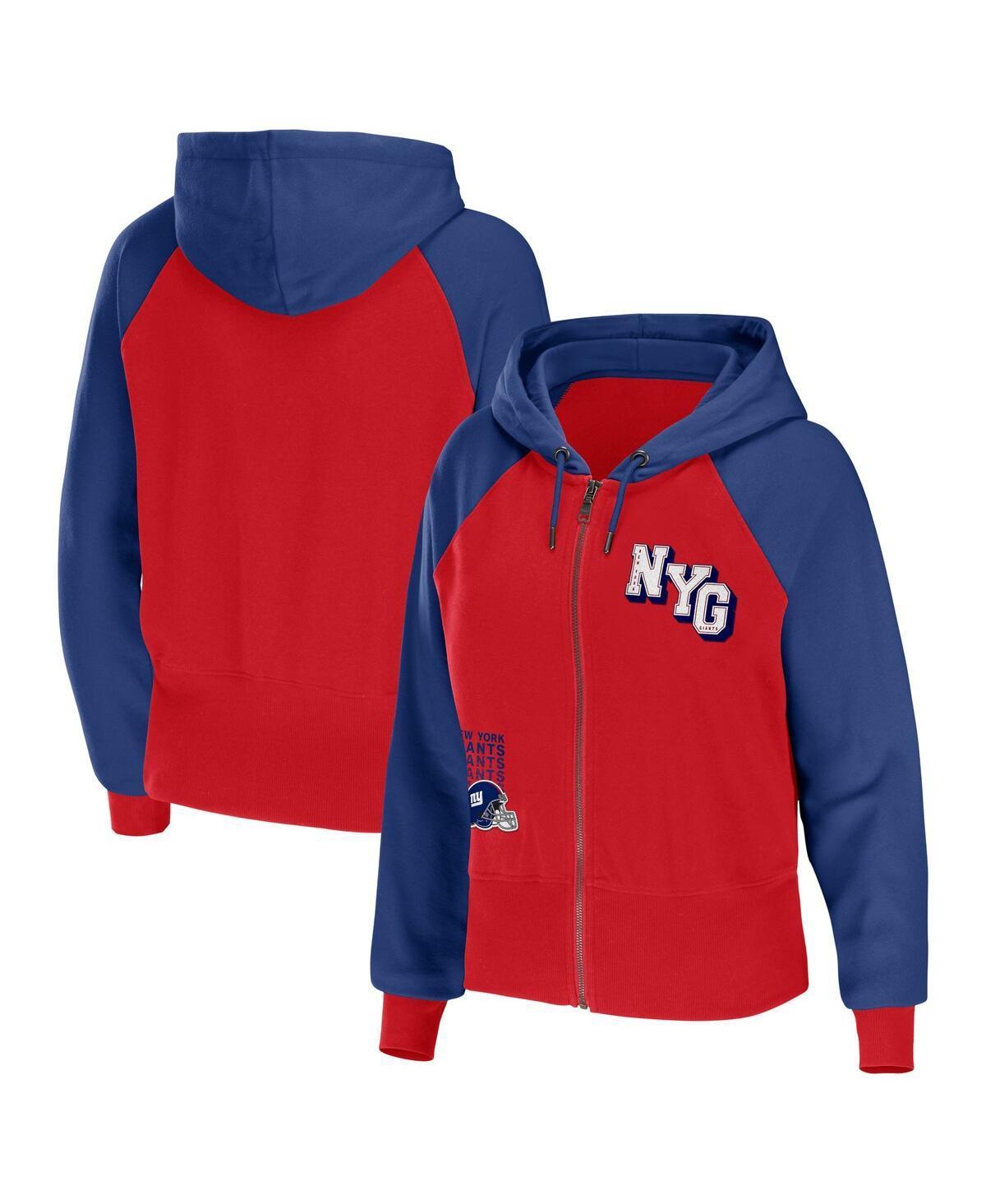 Womens Wear by Erin Andrews Red New York Giants Colorblock Full-Zip Hoodie Product Image