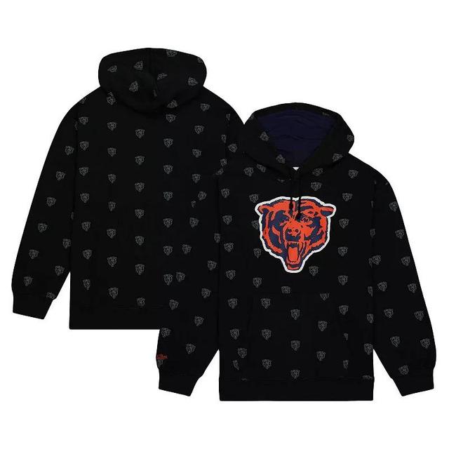 Mens Mitchell & Ness Black Chicago Bears Allover Print Fleece Pullover Hoodie Product Image