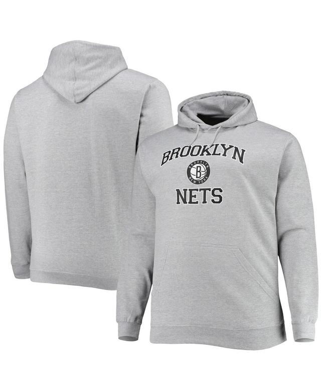 Mens Heathered Gray Brooklyn Nets Big & Tall Heart & Soul Pullover Hoodie Product Image