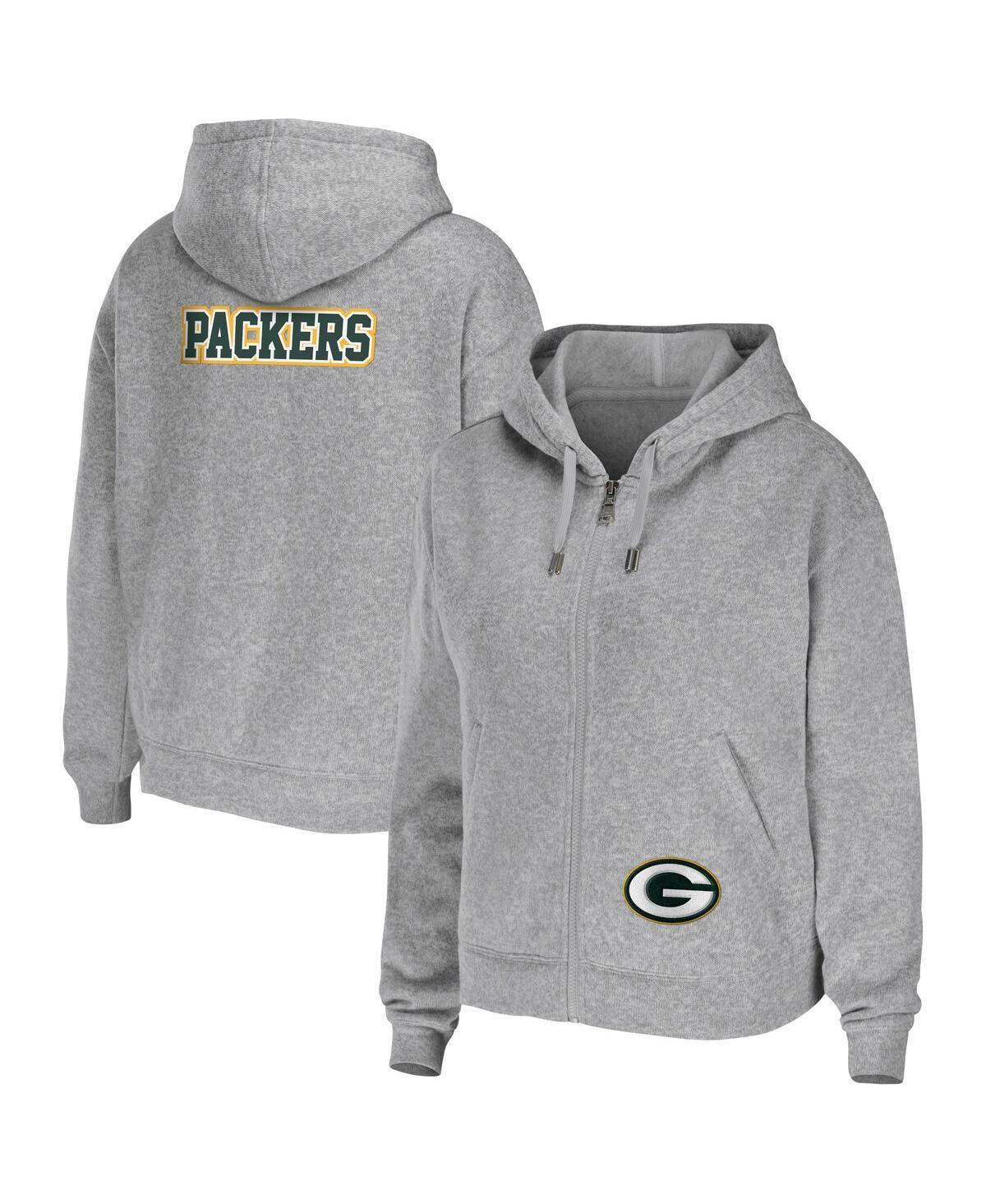 Womens Wear by Erin Andrews Heather Gray Green Bay Packers Plus Size Full-Zip Hoodie Product Image