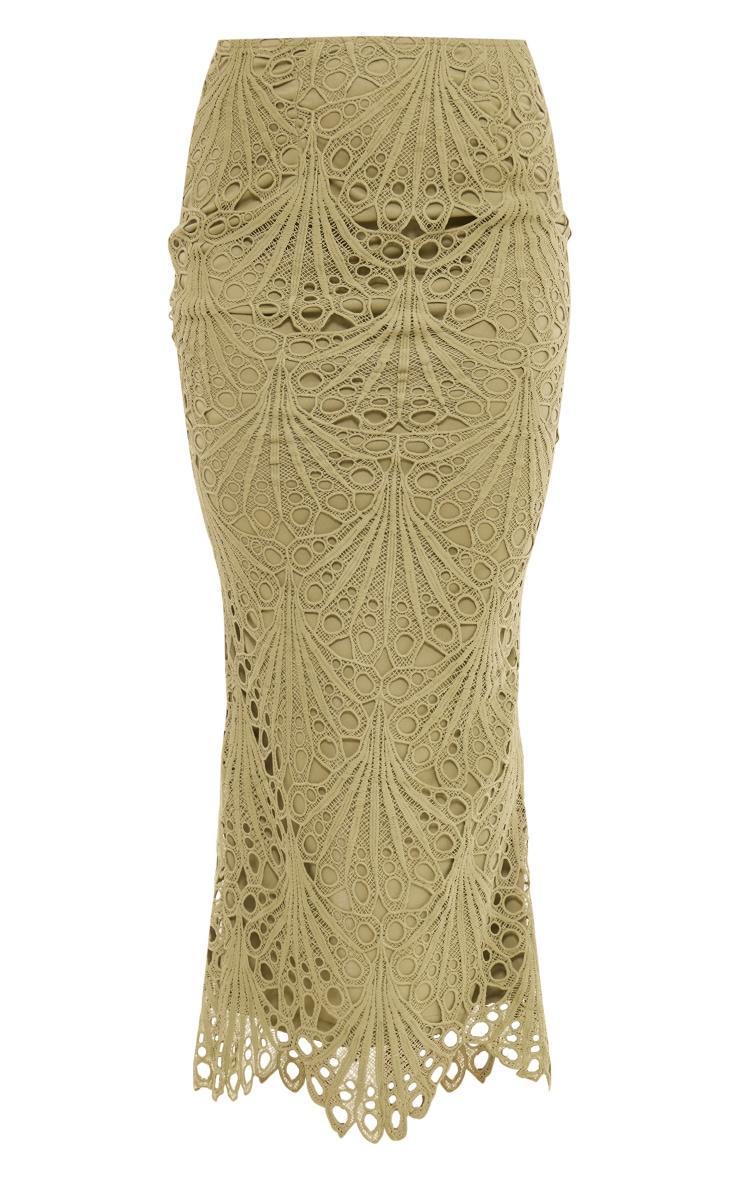 Sage Green Lace Midaxi Skirt Product Image