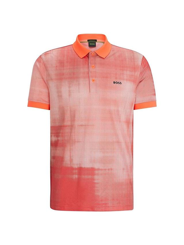 Mens Printed-Mesh Polo Shirt Product Image