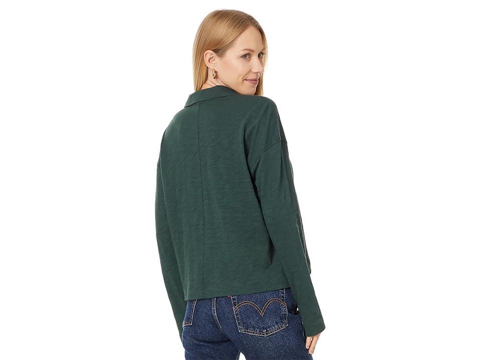 Lilla P Long Sleeve Drop Shoulder Polo (Evergreen) Women's Clothing Product Image