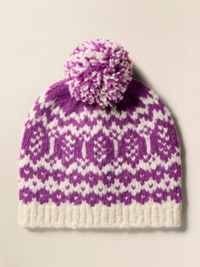 Valley Fairisle Pom Beanie - Purple Fairisle Product Image