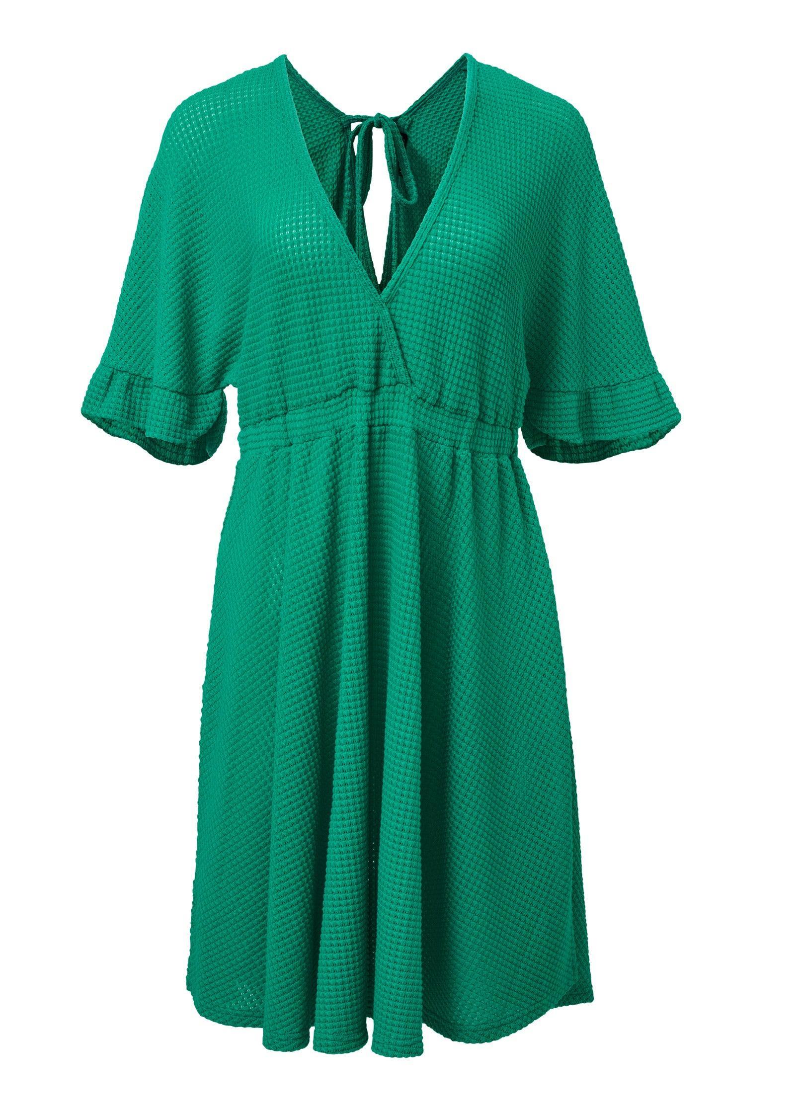 Waffle Knit Cover-Up Dress - Royal Green product image