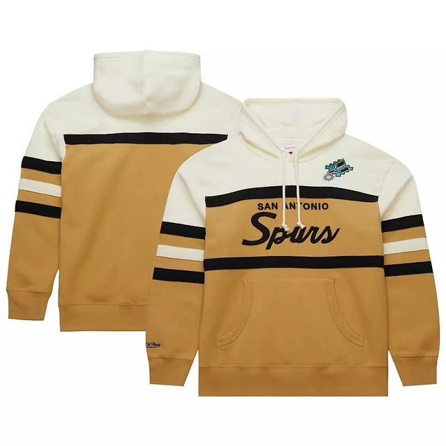 Mens Mitchell & Ness Tan/Cream San Antonio Spurs Hardwood Classics Vintage Logo Head Coach Pullover Hoodie Product Image