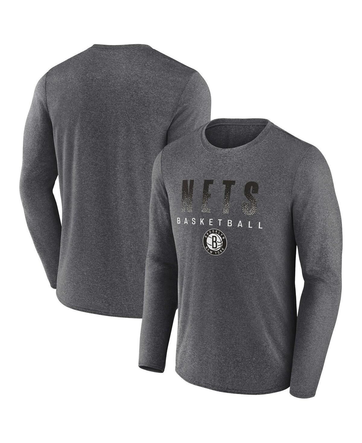 Mens Fanatics Branded Heathered Charcoal Brooklyn Nets Where Legends Play Iconic Practice Long Sleeve T-Shirt Product Image