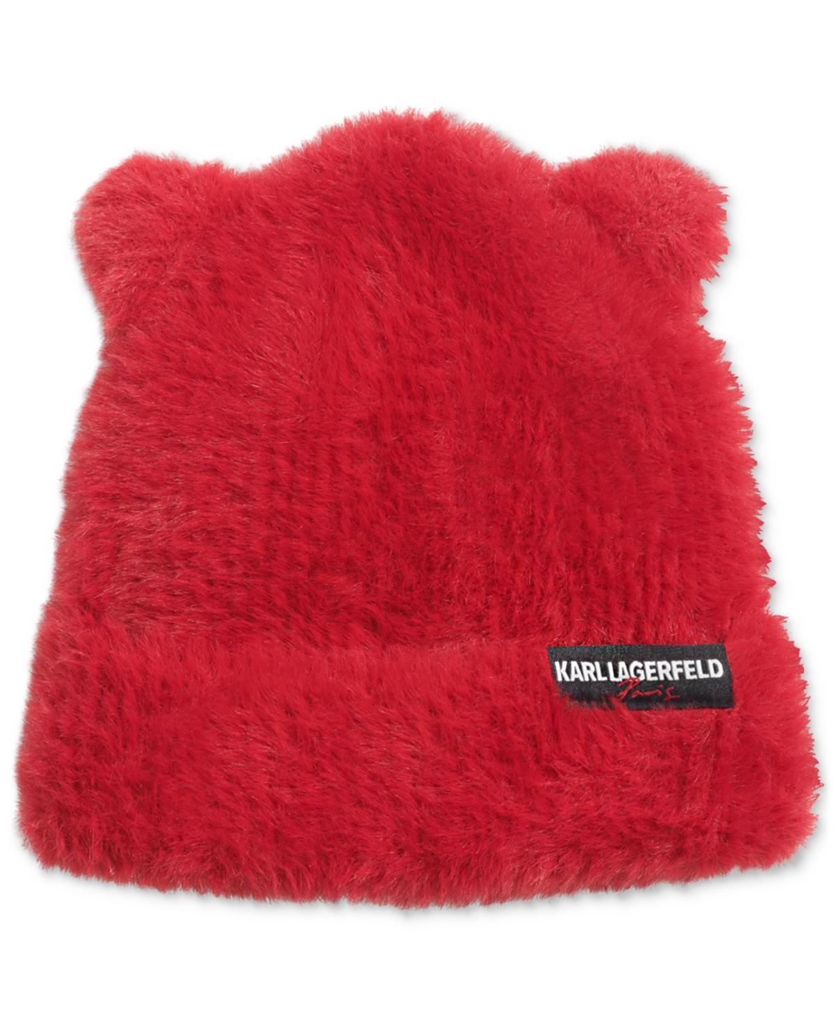 Karl Lagerfeld Paris Womens Fuzzy Eyelash Cat Ears Beanie Product Image