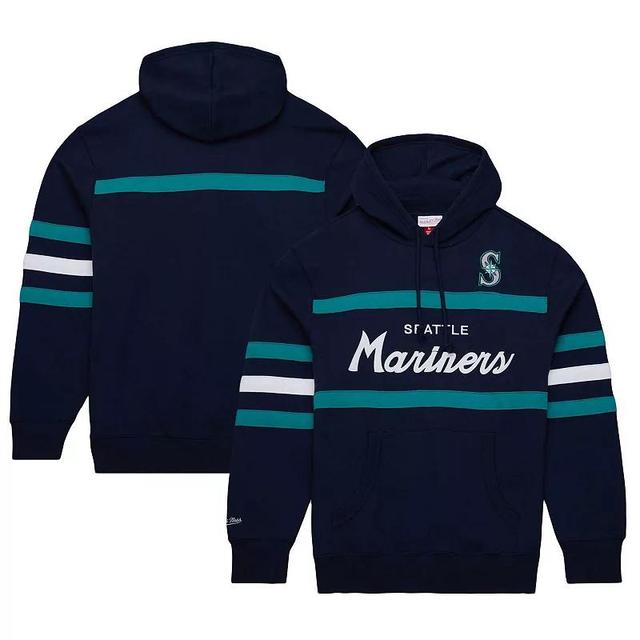 Mens Mitchell & Ness Seattle Mariners Head Coach Pullover Hoodie Blue Product Image