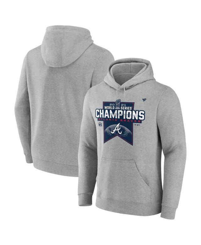 Mens Heathered Gray Atlanta Braves 2021 World Series Champions Locker Room Pullover Hoodie Product Image