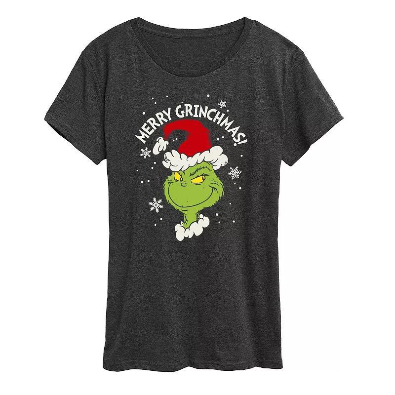 Womens Dr. Seuss The Grinch Merry Grinchmas Graphic Tee, Girls Heather Grey Product Image