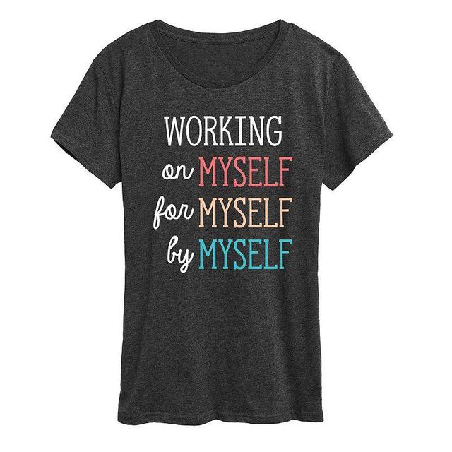 Womens Working On Myself Graphic Tee Black Product Image