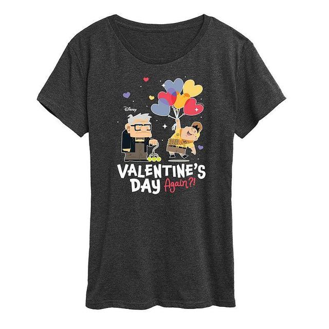 Disney / Pixars Up Womens Valentines Day Again Graphic Tee Grey Gray Product Image