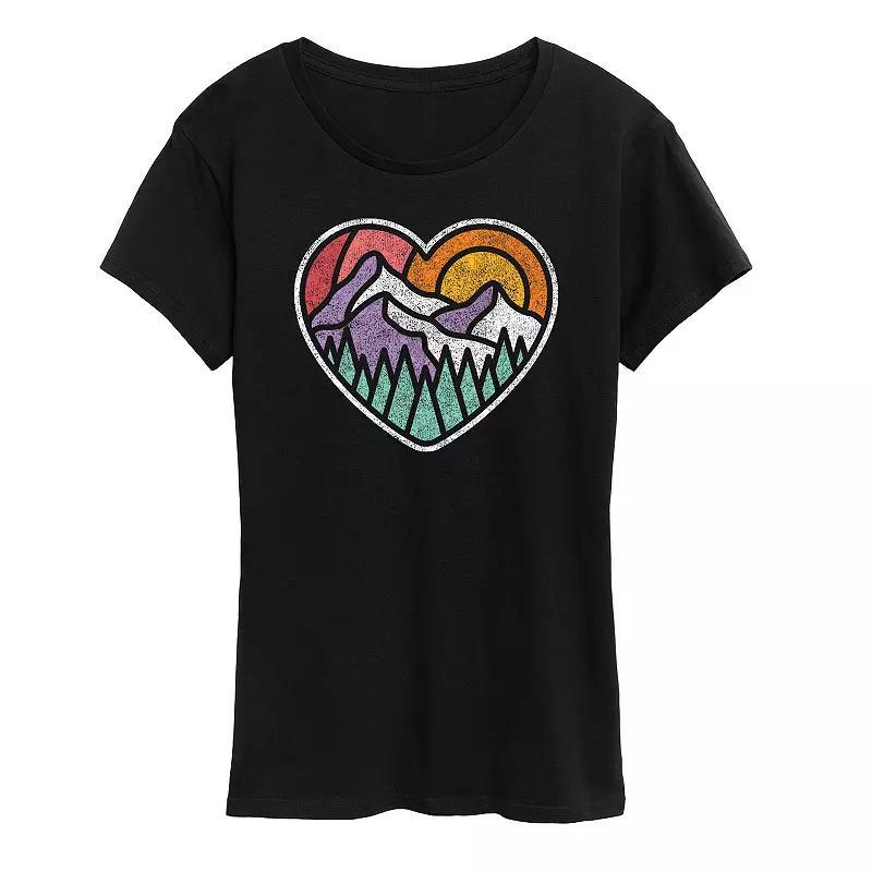 Womens Mountain Forest Heart Graphic Tee Product Image