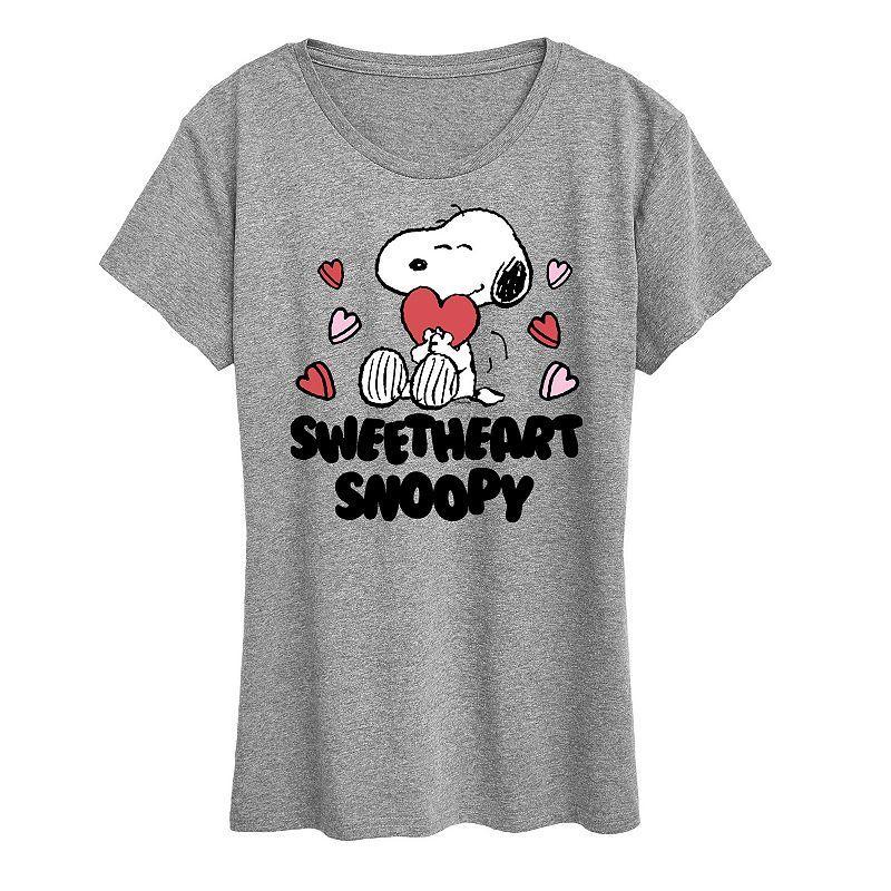 Womens Peanuts Sweetheart Snoopy Graphic Tee Grey Gray Product Image