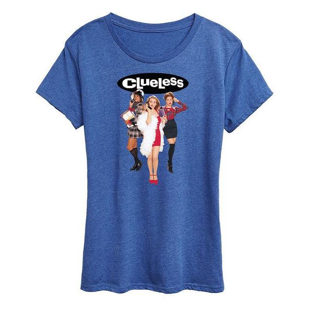 Womens Clueless Graphic Tee, Girls Grey Royal Blue Product Image