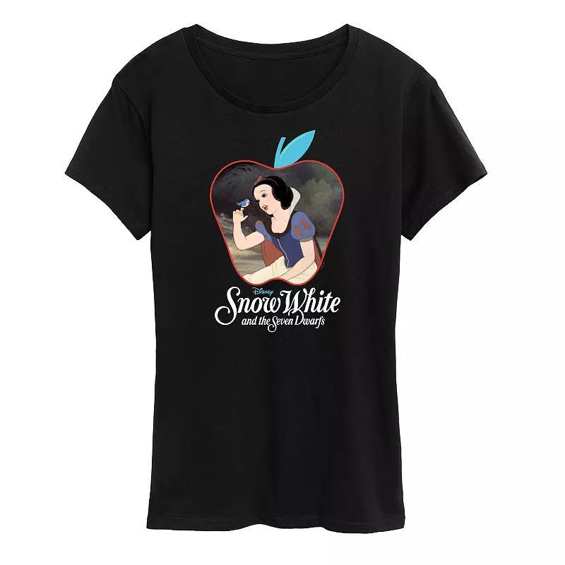 Disneys Snow White Womens Apple Graphic Tee Grey Blue Product Image