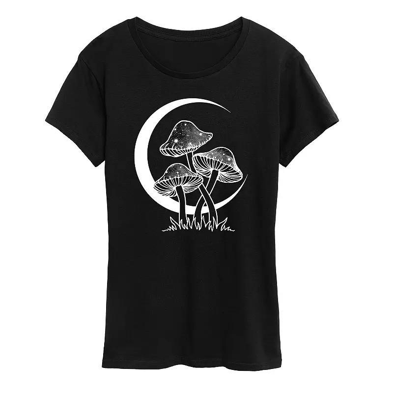 Womens Celestial Mushrooms Graphic Tee, Girls Heather Grey Product Image