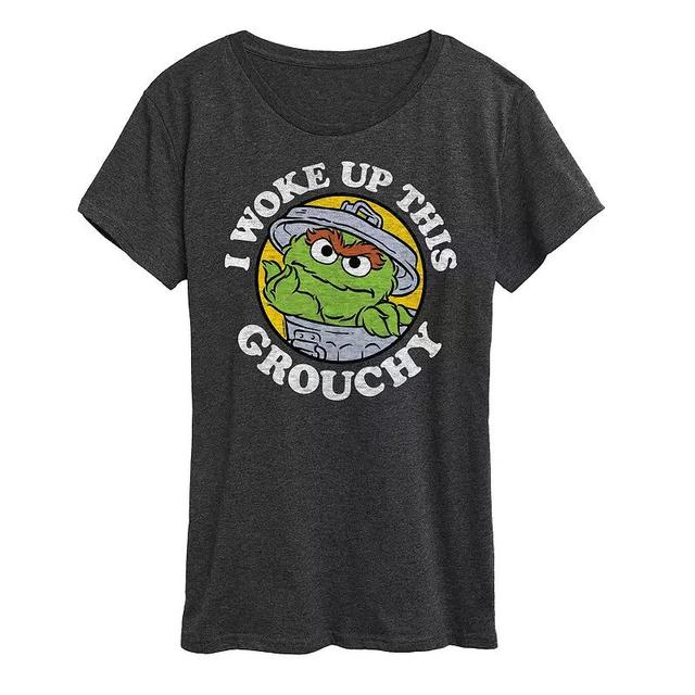 Womens Sesame Street Woke Up Grouchy Graphic Tee Heather Grey Product Image