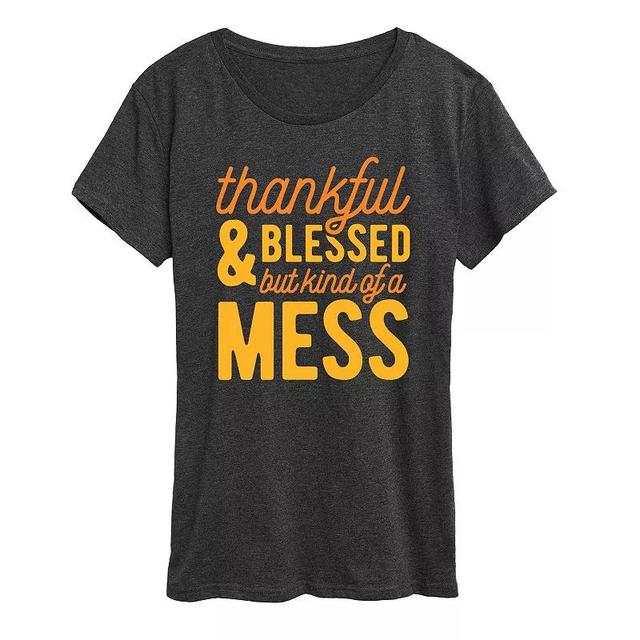 Womens Thankful And Blessed Graphic Tee, Girls Product Image