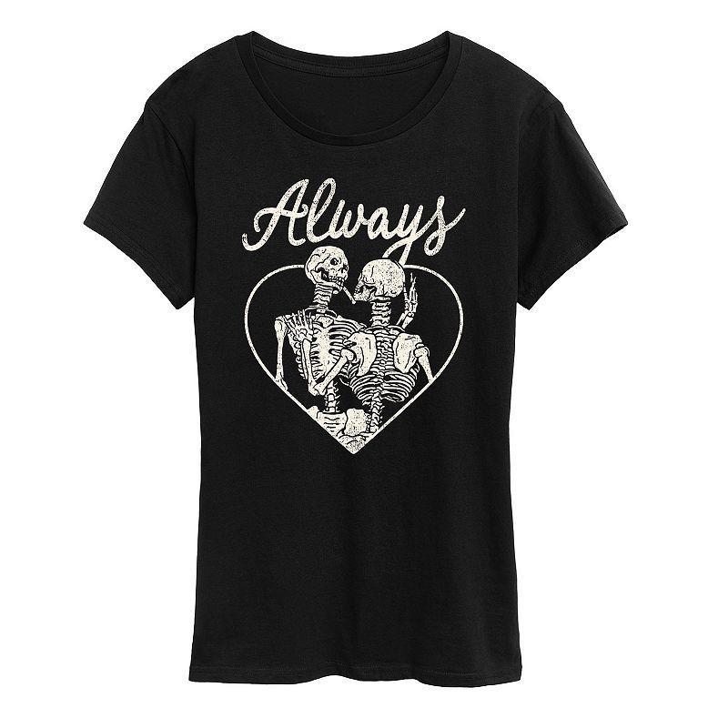 Womens Always Skeletons Graphic Tee Grey Dark Red Product Image