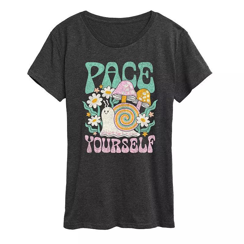 Instant Message Womens Womens Tee Shirts HEATHER Charcoal Pace Yourself Snail Graphic Tee - Women, Juniors, Plus & Petite Plus Product Image